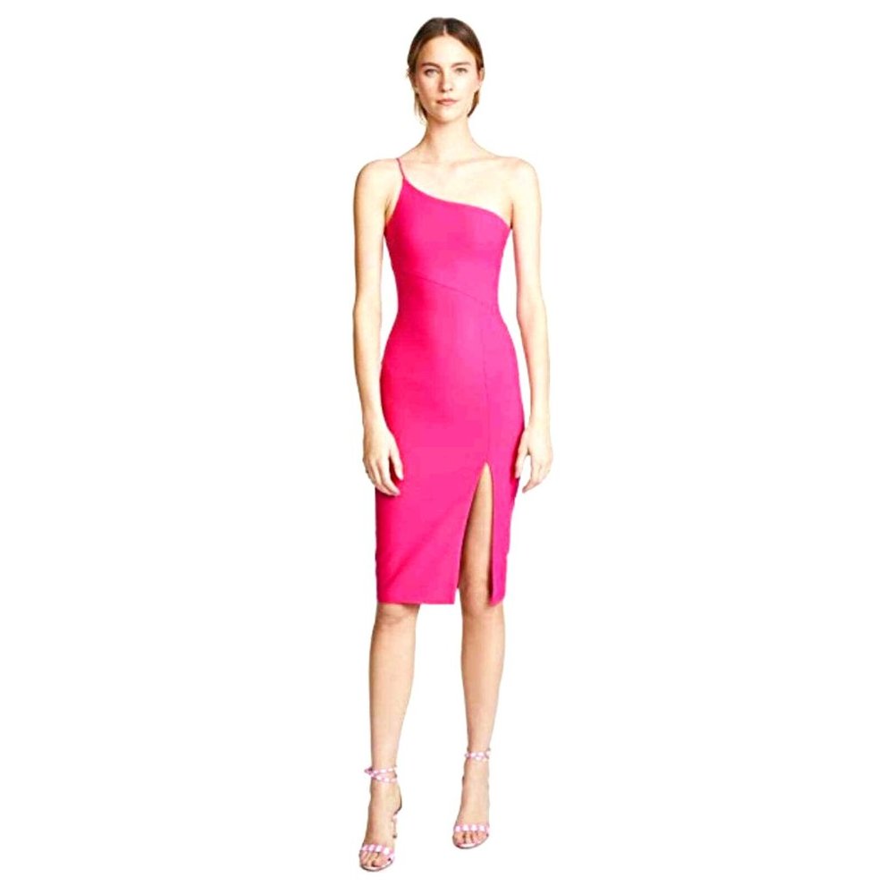 NWT LIKELY Cassidy One-Shoulder Sleeveless Bodycon Midi Dress Fuchsia SZ 6